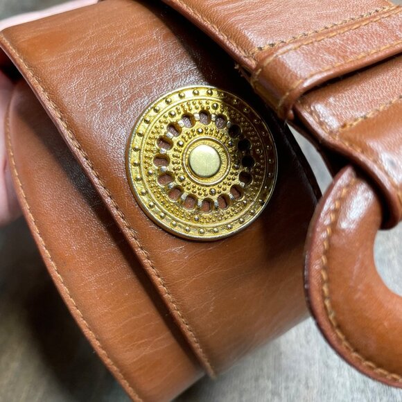 Chance Encounters Brown Genuine Leather Medallion Belt Women's Size Large Boho - Picture 2 of 7